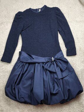 Rimini Bubble Dress Size 12 Ruched Shirred Top Rhinestone Bow Prom Homecoming